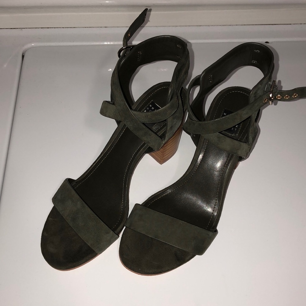 WHBM- Suede hunter green sandal